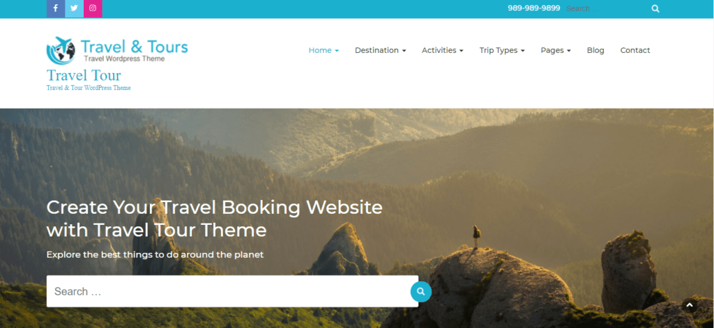 Travel Tour Pro Best Tour Operator WordPress Theme