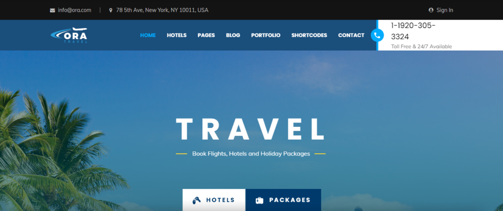 Ora Tourism agency, Tour Operator WordPress theme