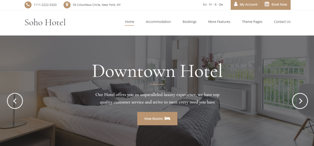 Soho Hotel Best Travel Hotel WordPress Theme