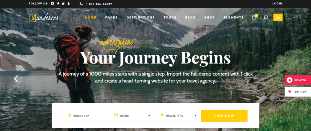 Wanderers - Adventurous Travel Agency WordPress Theme