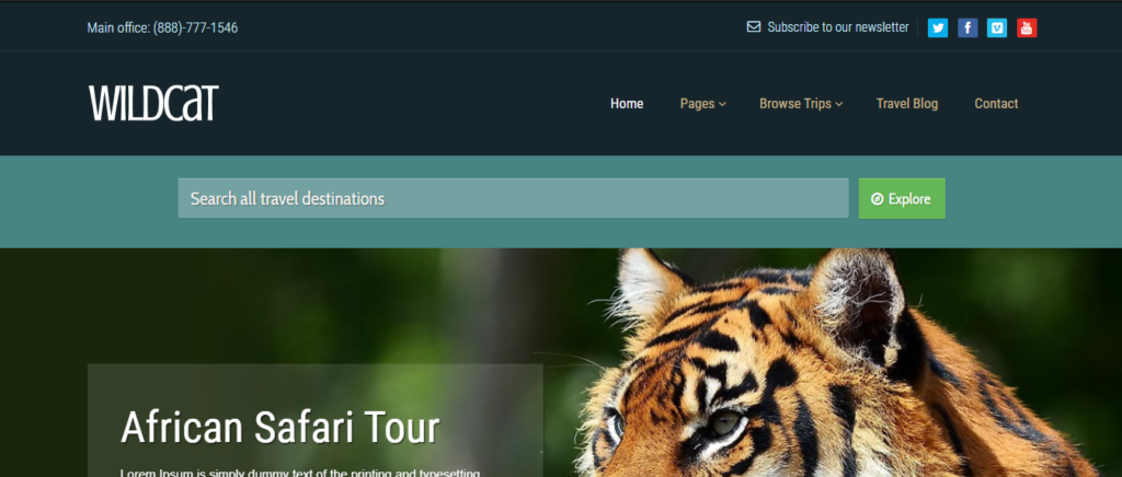 Wildcat Best Travel Company WordPress Theme